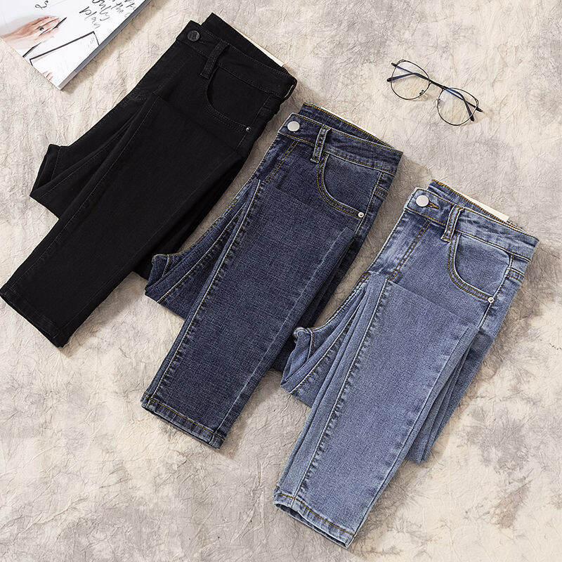 2022 Spring and Autumn New Jeans Women's High Waist Skinny Pants for Students