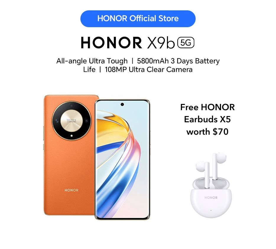 HONOR X9b 5G Smartphone - 20GB (12+8) 256GB 5800mAh 108MP Ultra Clear Camera (SG Warranty)